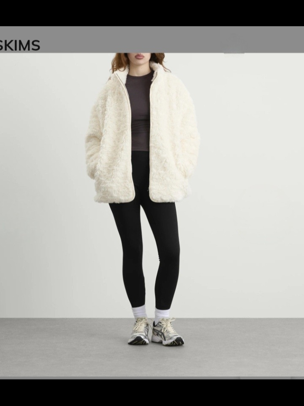 SKIMS Off-White Faux Fur Zip Jacket